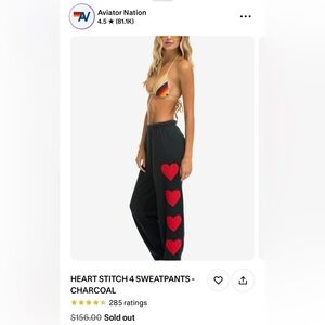 Aviator Nation Charcoal Joggers with Red Heart Accents